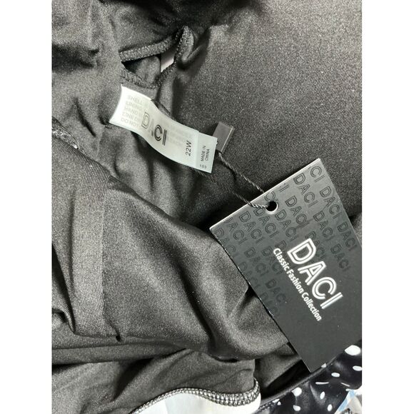 Plus Size Black White Polka Dot Ruffle Sleeve Ruched One Piece Swimsuit 22W - Picture 3 of 4